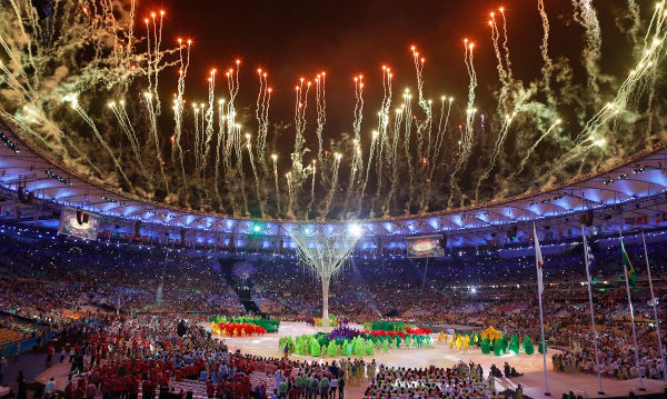 Cerimônia de abertura das Olimpíadas do Rio 2016.