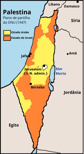Plano de partilha da Palestina aprovado pela ONU em 1947, um dos acontecimentos ligados à Questão Palestina.
