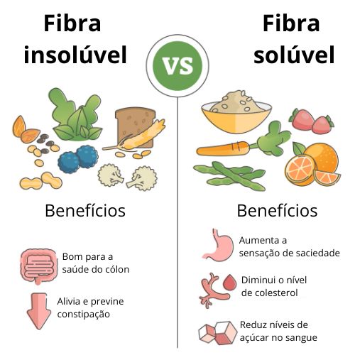 Quadro ilustrativo com os benefícios das fibras ao organismo.
