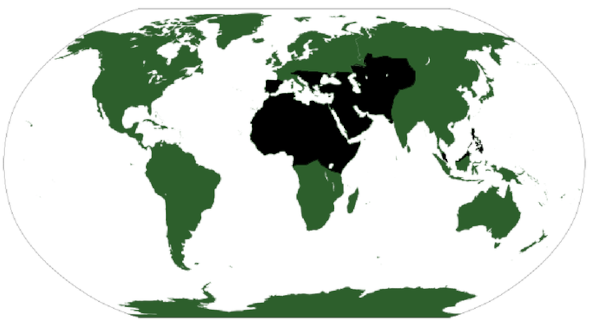 Mapa representando o califado proposto pelo Estado Islâmico. [3]