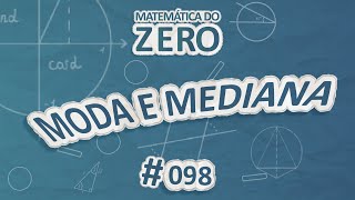 Escrito"Matemática do Zero | Moda e Mediana" em fundo azul.