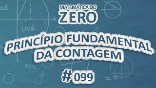 Escrito"Matemática do Zero | Princípio fundamental da contagem" em fundo azul.