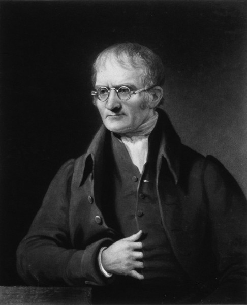 Pintura de John Dalton, o químico, meteorologista e físico que desenvolveu o modelo atômico de Dalton.