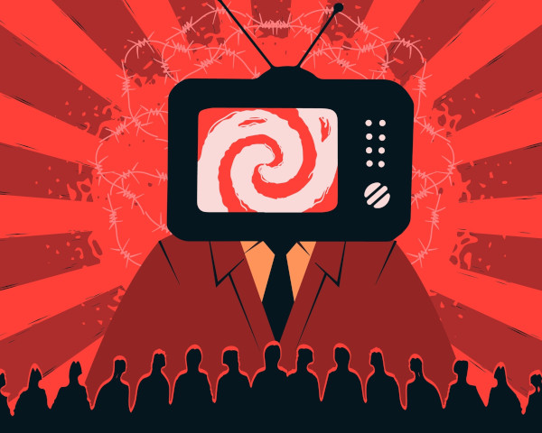Imagem representativa da teletela presente no livro “1984”, de George Orwell.