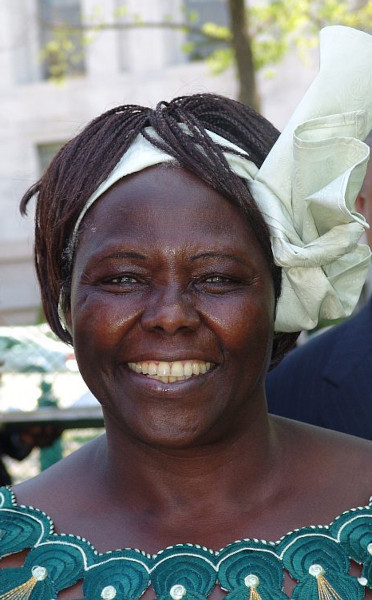 Fotografia de Wangari Maathai, uma das mulheres negras inspiradoras e a primeira mulher africana a receber um Nobel da Paz.