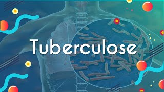 Escrito"Tuberculose" sobre ilustração aproximada das bactérias da tuberculose no pulmão do ser humano.