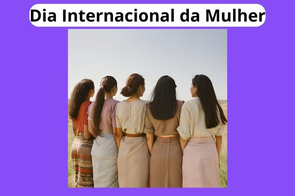 Mulheres unidas de costas em alusão ao Dia Interncaional da Mulher