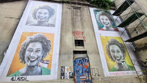 Mural de Marielle Franco, um exemplo da violência política de gênero.
