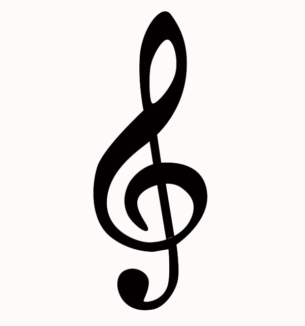 Clave de sol, um dos símbolos musicais ligados às notas musicais.