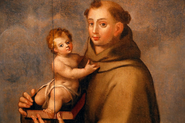 Pintura mostrando Santo Antônio, em alusão ao Dia de Santo Antônio, celebrado em 13 de junho.