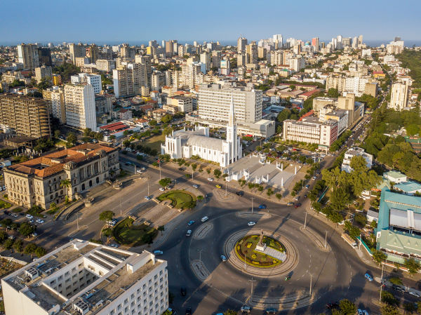 Vista aérea da cidade de Maputo, capital de Moçambique.