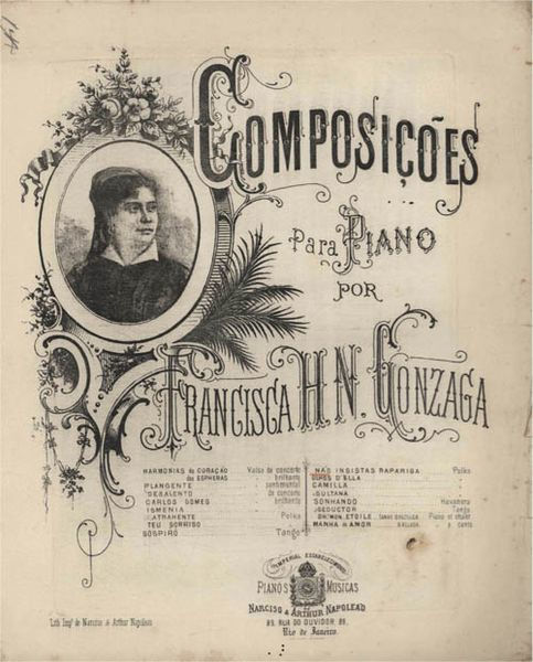 Livro de partituras das músicas de Chiquinha Gonzaga.