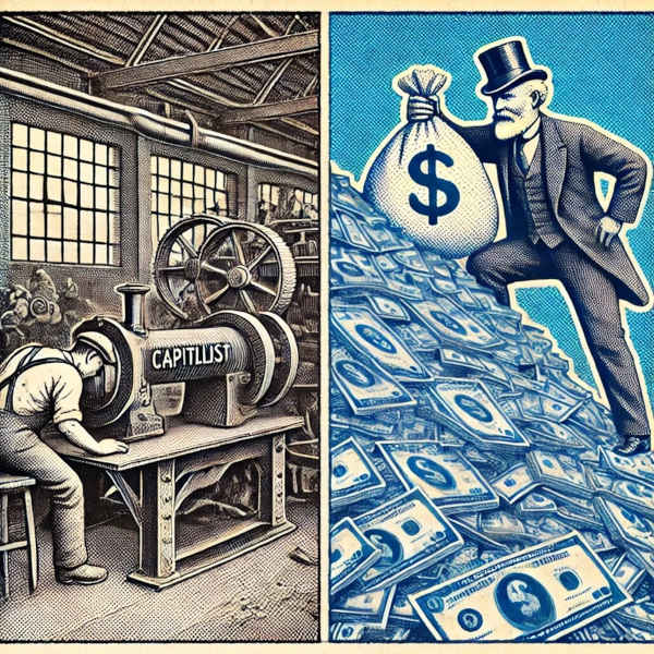 Representação gráfica do conceito de mais-valia.