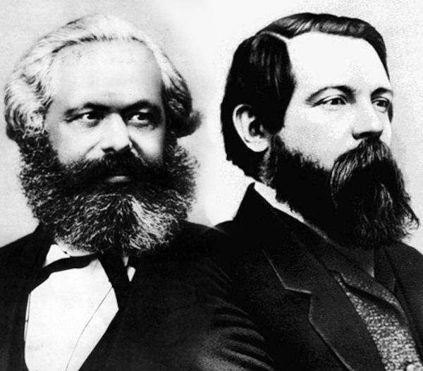 Karl Marx e Friedrich Engels em texto sobre dialética.