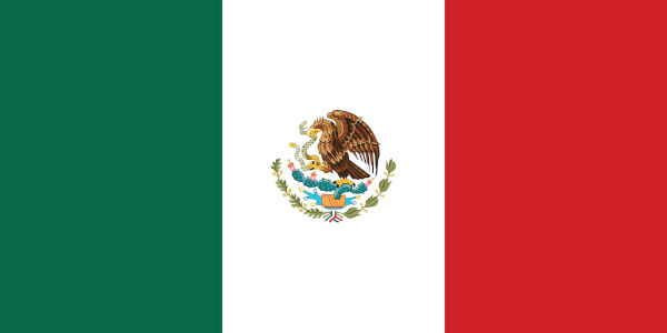 Bandeira do México, um dos países da América do Norte.