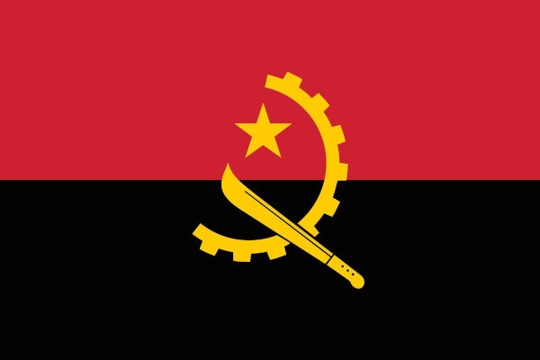 Bandeira da Angola, um dos países que falam português na África.