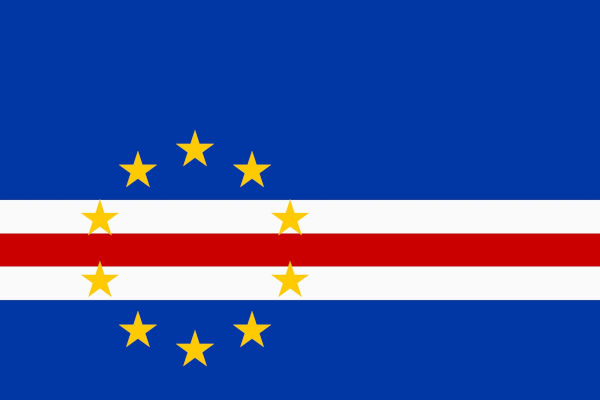 Bandeira de Cabo Verde, um dos países que falam português na África.