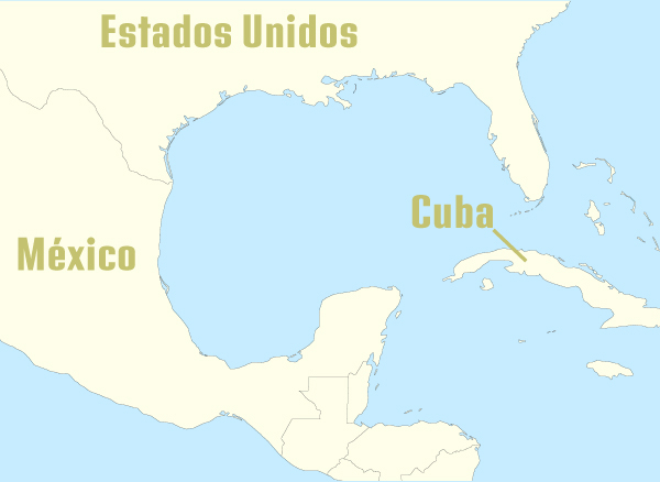 Mapa do Golfo do México.