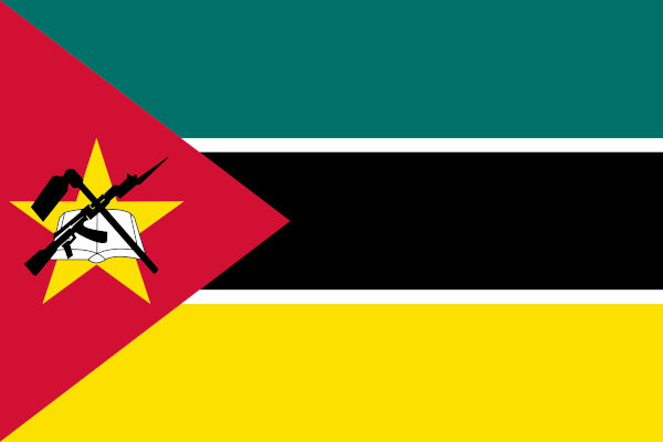 Bandeira de Moçambique, um dos países que falam português na África.