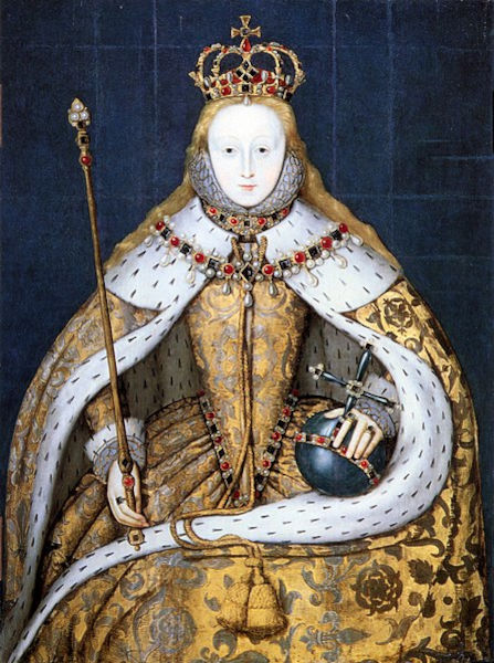 Pintura representando a rainha Elizabeth I, da Inglaterra, em trajes de coroação.