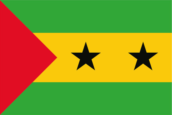 Bandeira de São Tomé e Príncipe, um dos países que falam português na África.