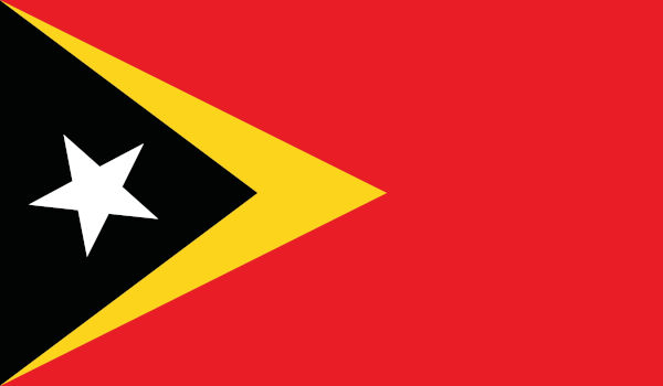 Bandeira do Timor-Leste, um dos países que falam português na Ásia.