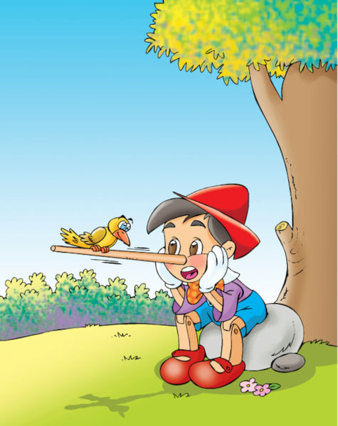 Ilustração representativa do conto de fadas “Pinóquio”.