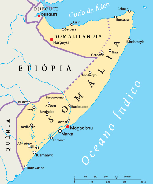 Mapa da Somália.