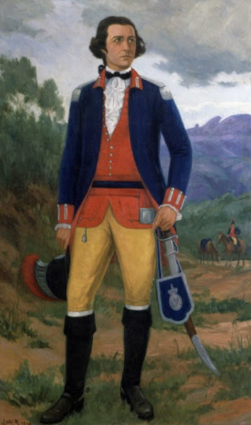 Retrato de Tiradentes com uniforme militar.