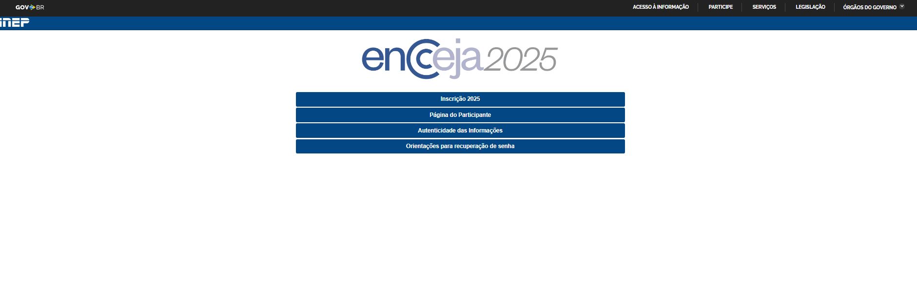 Página do Encceja 2025
