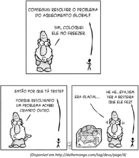 Quadrinho de Carlos Ruas sobre Deus em exercício do Instituto Quadrix sobre norma-padrão.