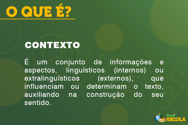 Significado de contexto nos textos. Significado de contexto nos textos.