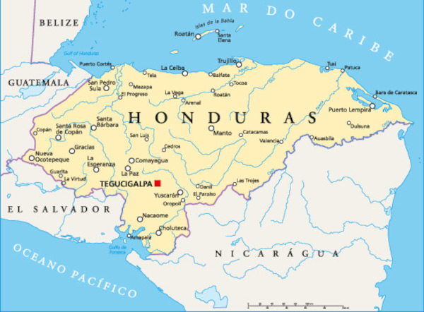 Mapa de Honduras.