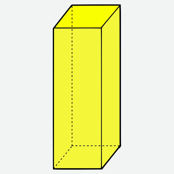 Ilustração de um prisma de base quadrangular, em texto sobre volume do prisma.