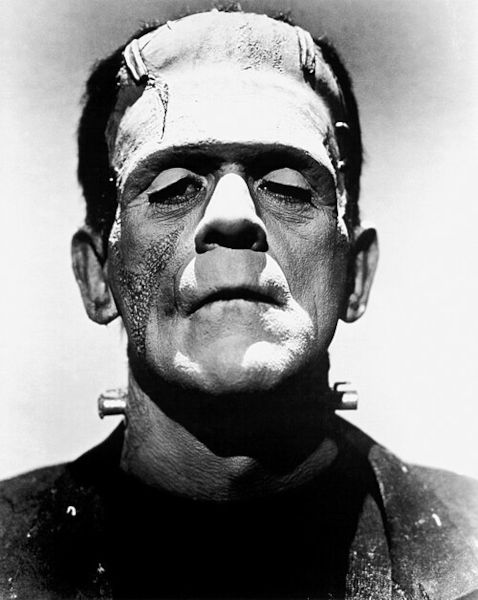 O monstro de Frankenstein é um personagem fictício. Na imagem, uma de suas versões para o cinema.
