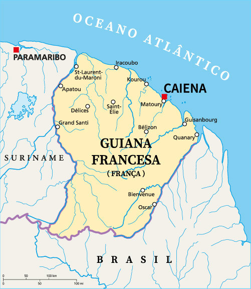 Mapa da Guiana Francesa. [imagem_principal] 