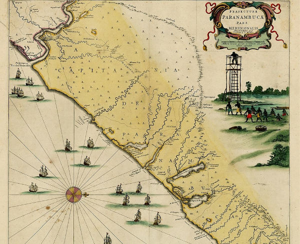 Mapa da capitania de Pernambuco com demarcação do Quilombo dos Palmares.