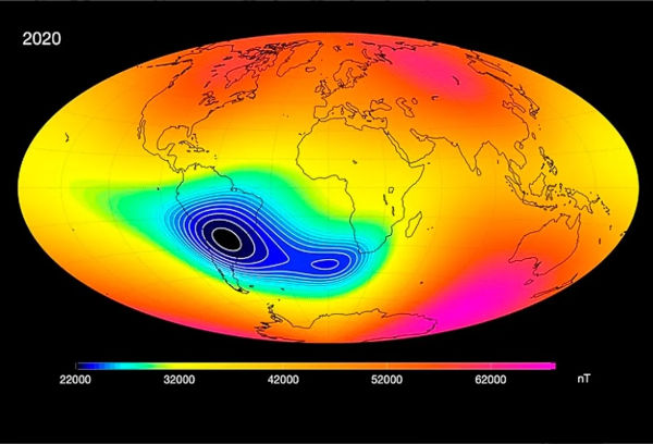 Anomalia Magnética no Sul e no Sudeste do Brasil em exercício da Uema sobre campo magnético.