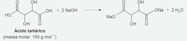 Equação química em exercício sobre concentração de soluções.