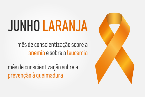 Fita laranja do Junho Laranja ao lado da especificação das duas campanhas.