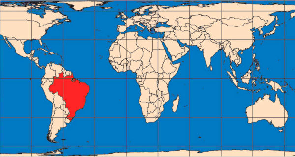 Mapa-múndi produzido através da projeção de Peters.