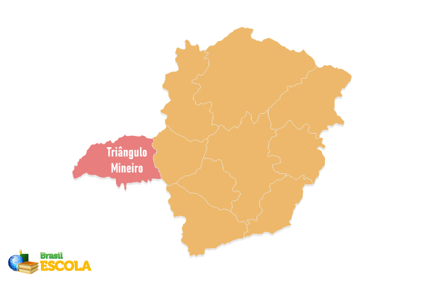 Mapa do Triângulo Mineiro, região localizada em Minas Gerais.