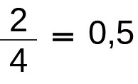 Exemplo de transformação de fração em número decimal.