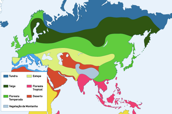 Mapa de biomas da Ásia.