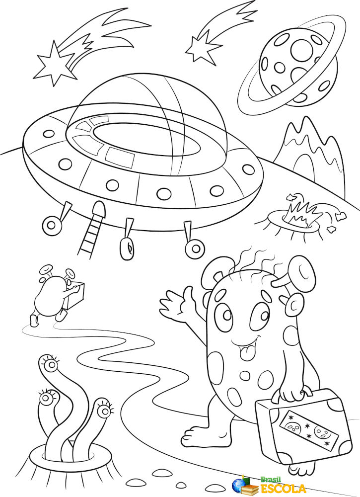 Desenho para colorir monstrinho do espaço