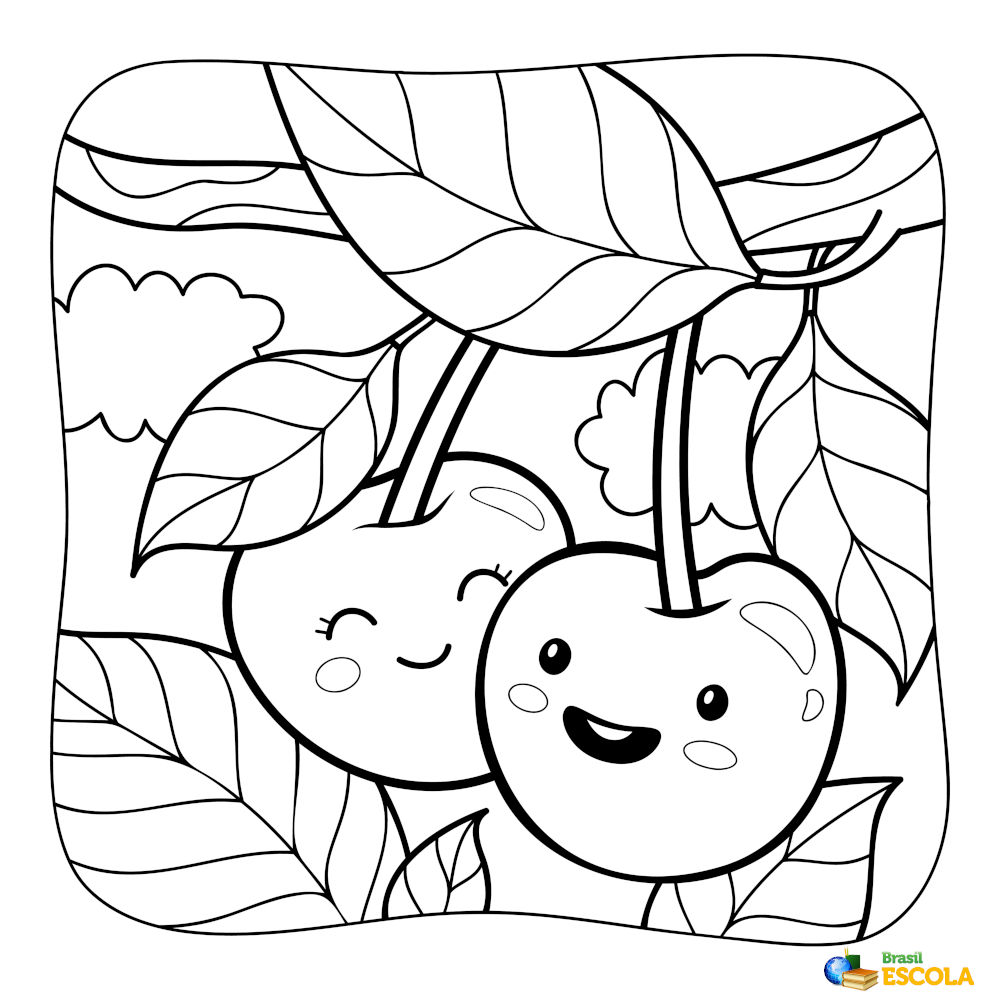 Desenho para colorir cerejas