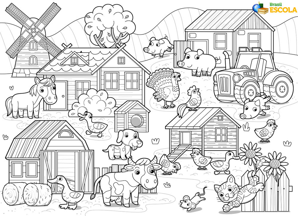 Desenho para colorir fazendinha