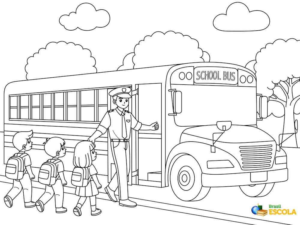 desenho para colorir onibus escolar