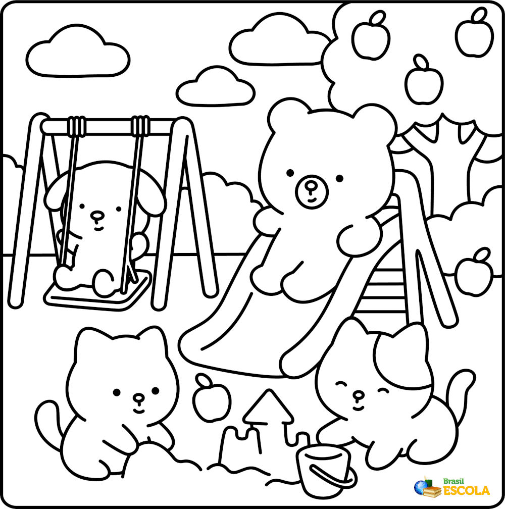 Desenhos para colorir Ursinhos no parque