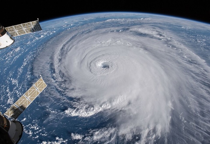 Olho do furacão visto de um satélite. 